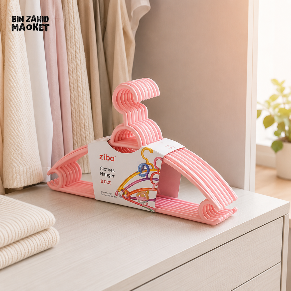 ZIBA PLASTIC CLOTHES HANGER SET (8 PCS)