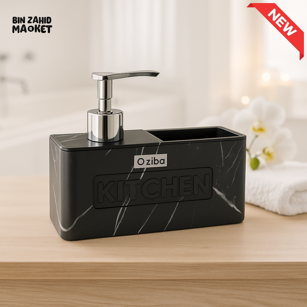 ZIBA PREMIUM MARBLE SOAP DISPENSER – CHROME PUMP & HOLDER SLOT