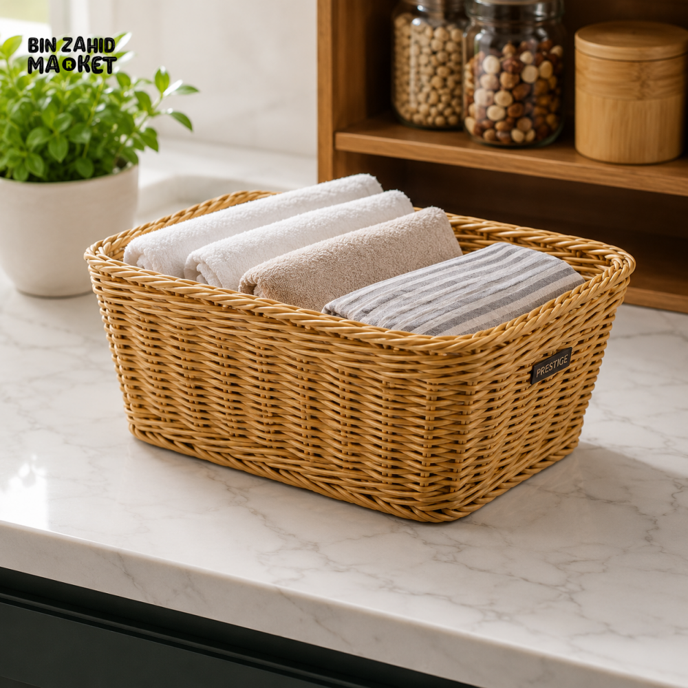 ZIBA RECTANGULAR RATTAN STORAGE BASKET