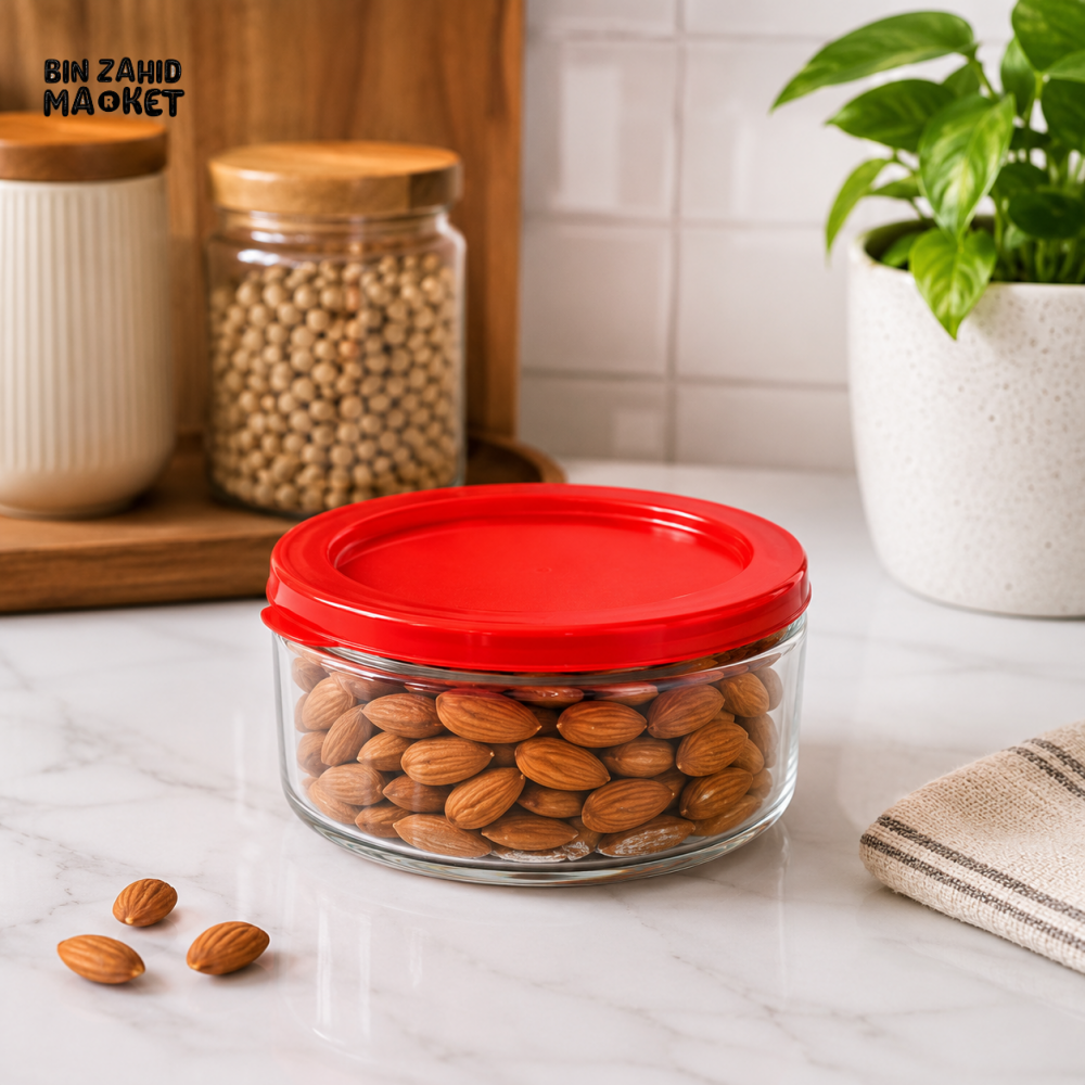 ZIBA Round Glass Food Storage Container with Airtight Lid