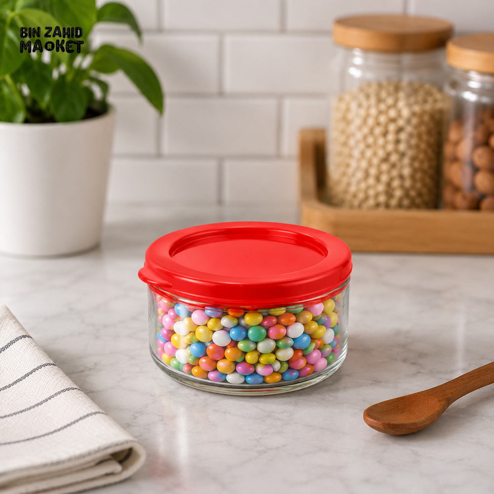ZIBA ROUND GLASS FOOD STORAGE CONTAINER WITH AIRTIGHT LID