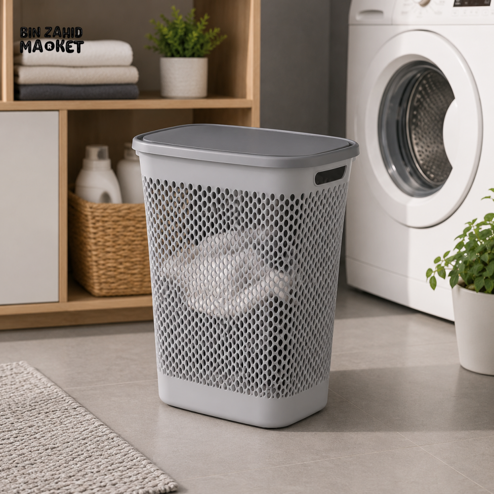 ZIBA VENTILATED LAUNDRY HAMPER WITH LID