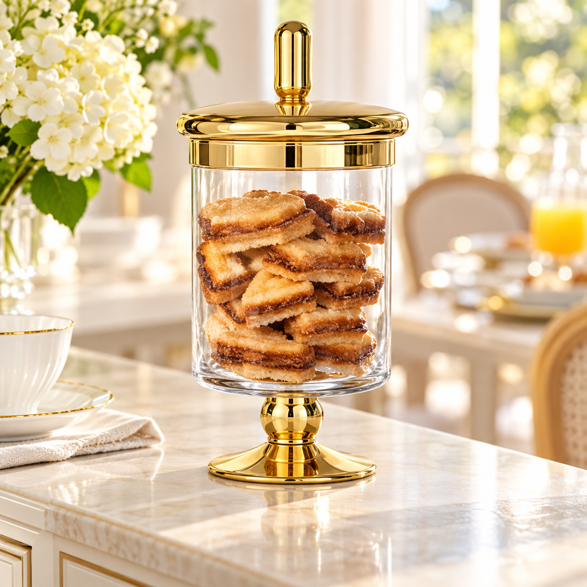 Danny Home Golden Footed Biscuit Jar - 9.1 x 24 cm