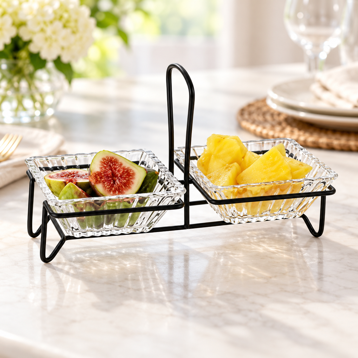 Danny Home Twin Serving Bowls With Stand - 250 ml
