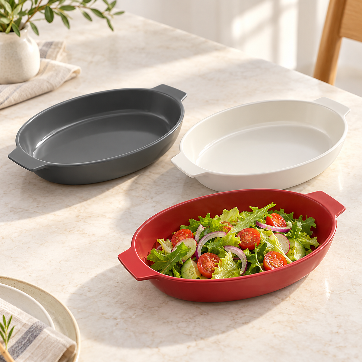 Danny Home 1 Piece Oval Handled Dish - 13 Inches