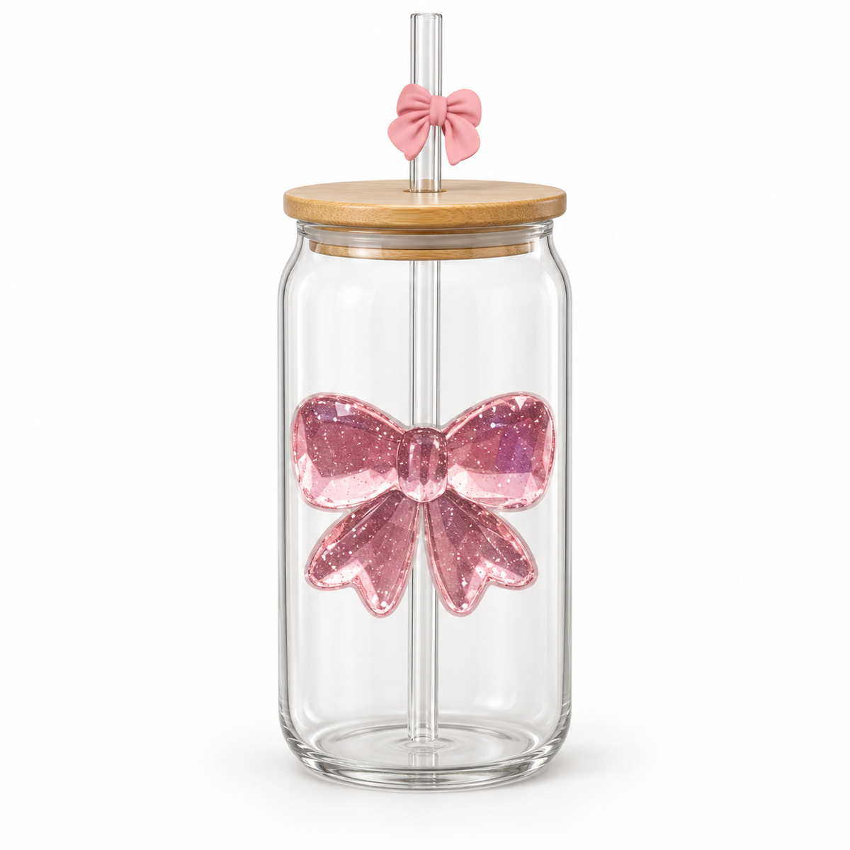 Glasslux Bow Tumbler With Lid & Straw - Can-Shaped / 400 ml