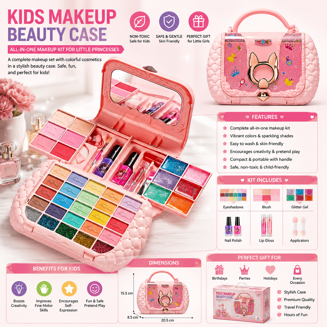 KIDS ALL-IN-ONE MAKEUP BEAUTY CASE SET