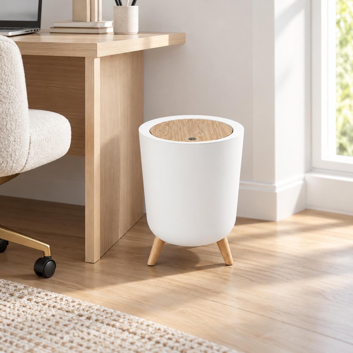 Danny Home White Tripod Waste Bin - 12 LITRE