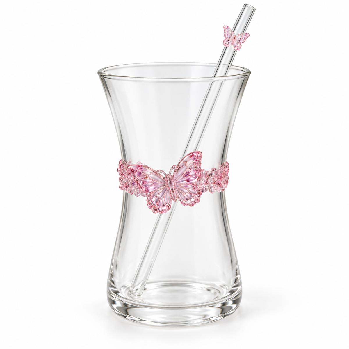 Glasslux Butterfly Glass With Straw - 400 ml