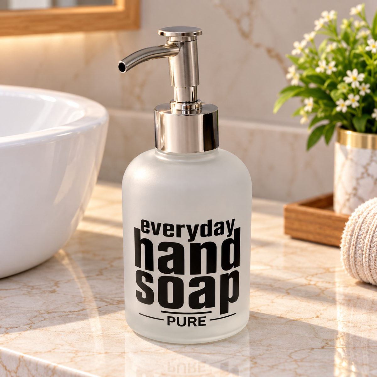 EVERYDAY HAND SOAP FROSTED GLASS LIQUID SOAP DISPENSER