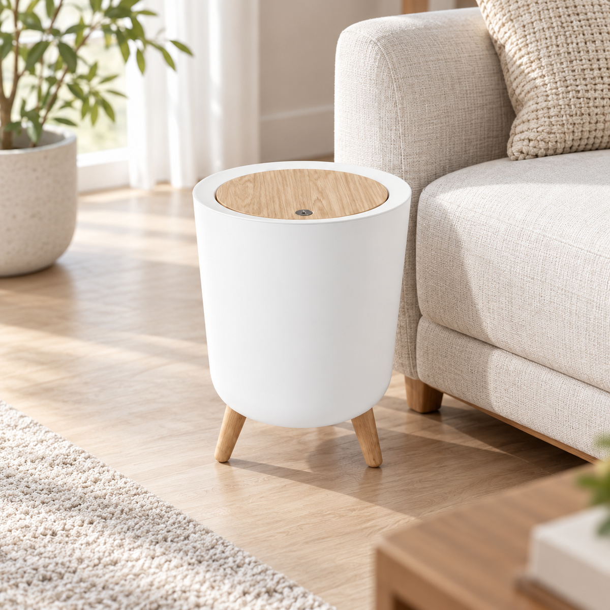 Danny Home White Tripod Waste Bin - 7 LITRE
