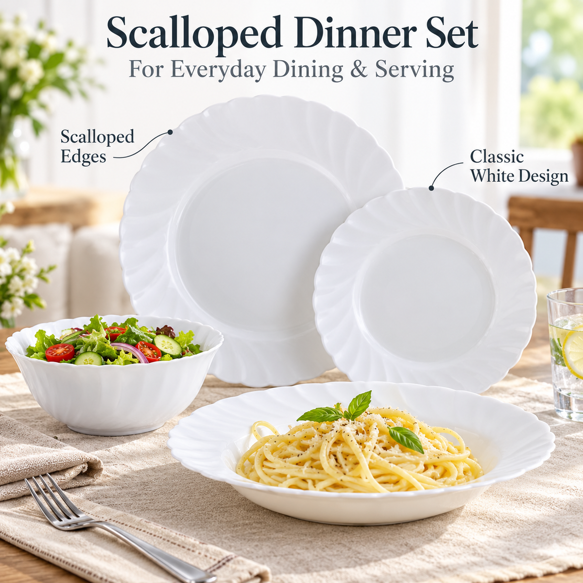 Danny Home Scalloped Dinner Set - 24 Pieces