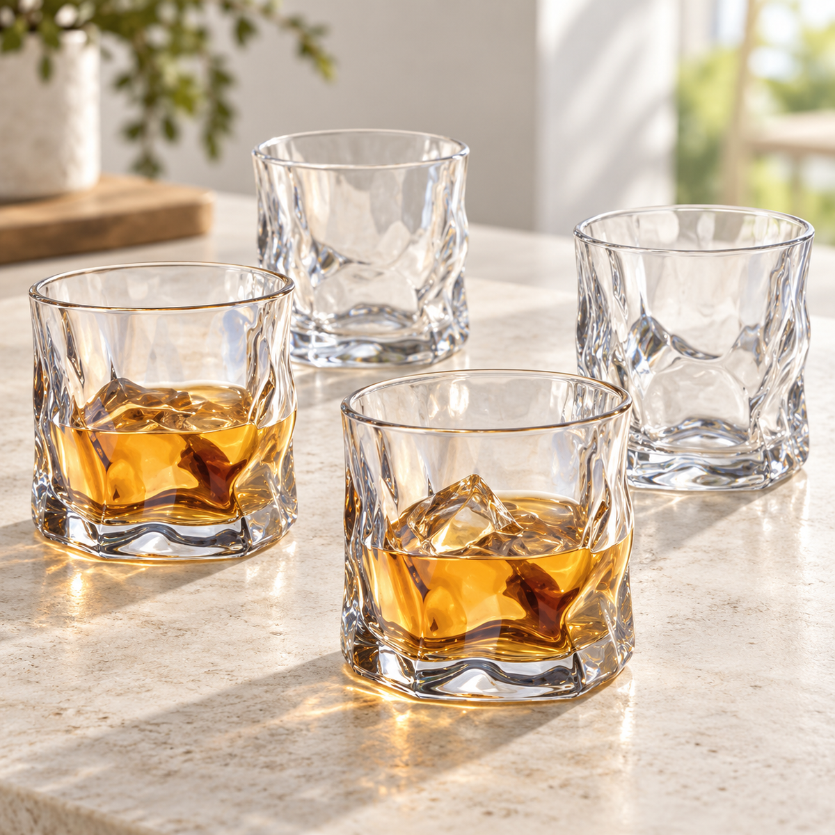 Danny Home 4 Faceted Glass Set - 280 ml