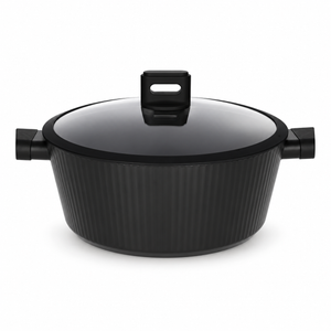 Danny Home Black Cooking Pot With Glass Lid - 24x10cm