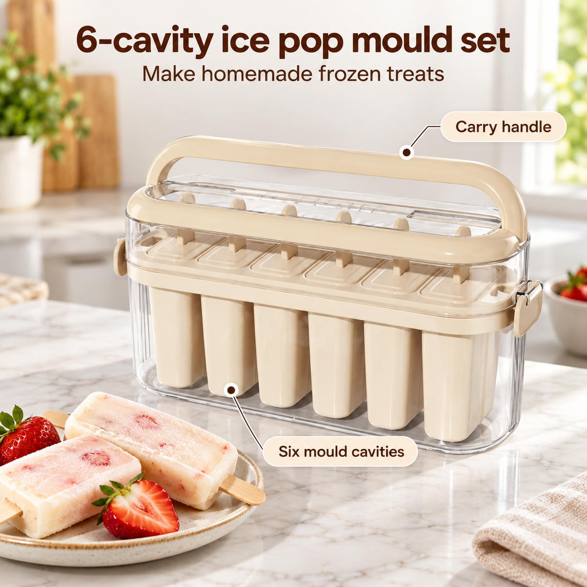 Acrylic 6-Cavity Ice Pop Mould Set