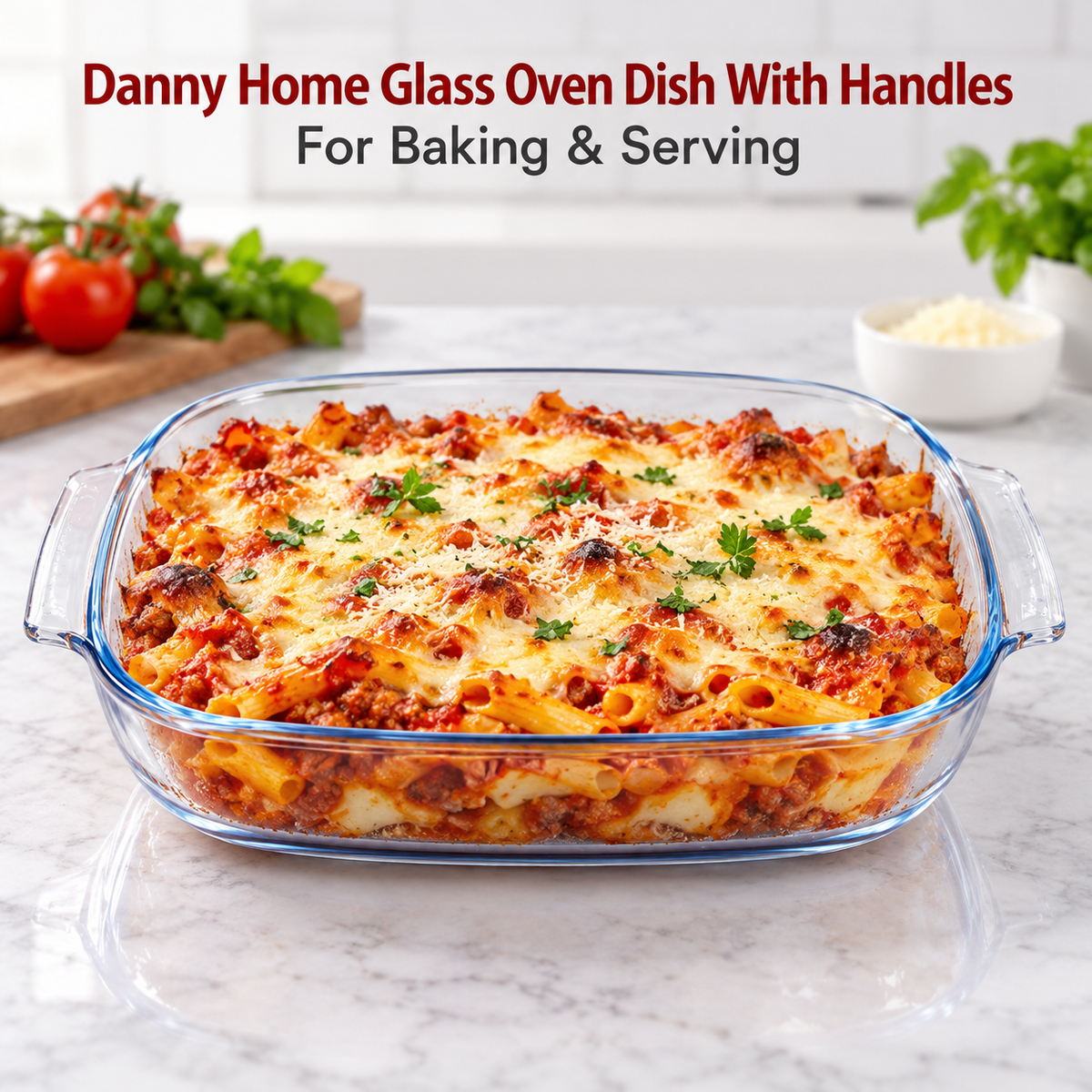 Danny Home Glass Oven Dish With Handles - 2.7 Litre