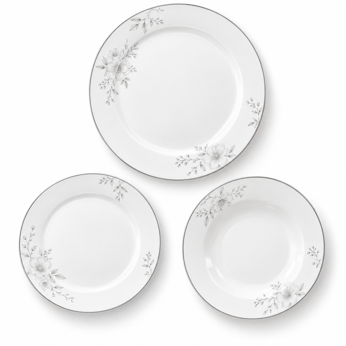 Danny Home Grey Floral Dinner Set - 18 Pieces