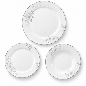 Danny Home Grey Floral Dinner Set - 18 Pieces