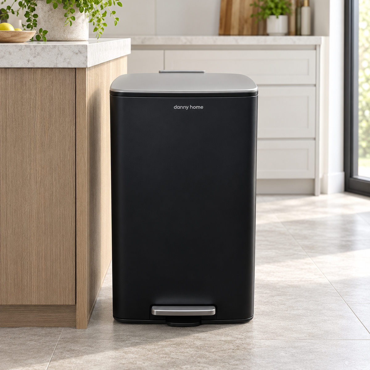 DANNY HOME BLACK RECTANGULAR PEDAL TRASH BIN