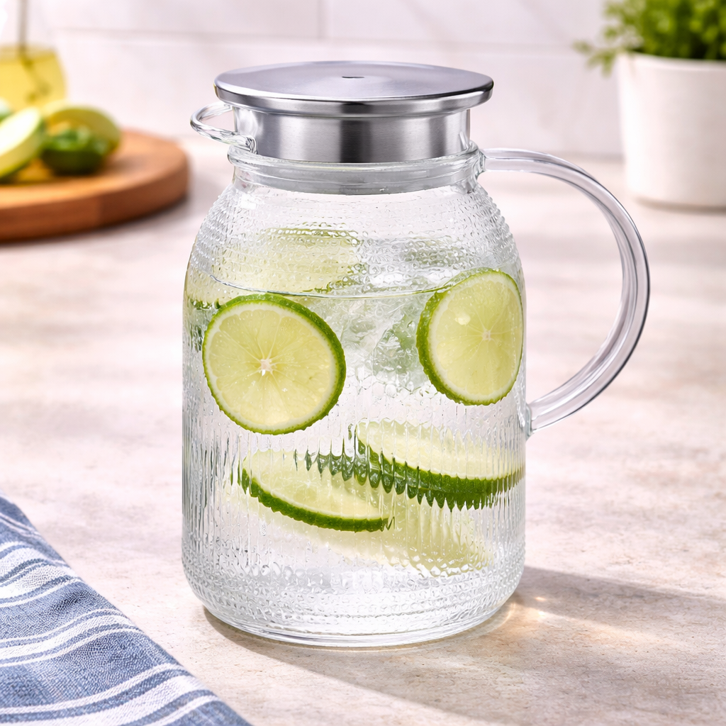 DANNY HOME GLASS WATER JUG WITH LID 1130ML -XF02-01