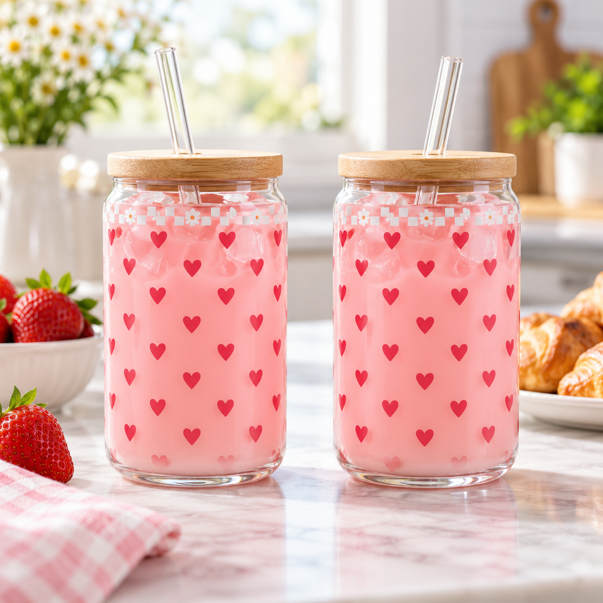 Danny Home 2 Piece Mini Heart Glass Tumbler - 500 ml