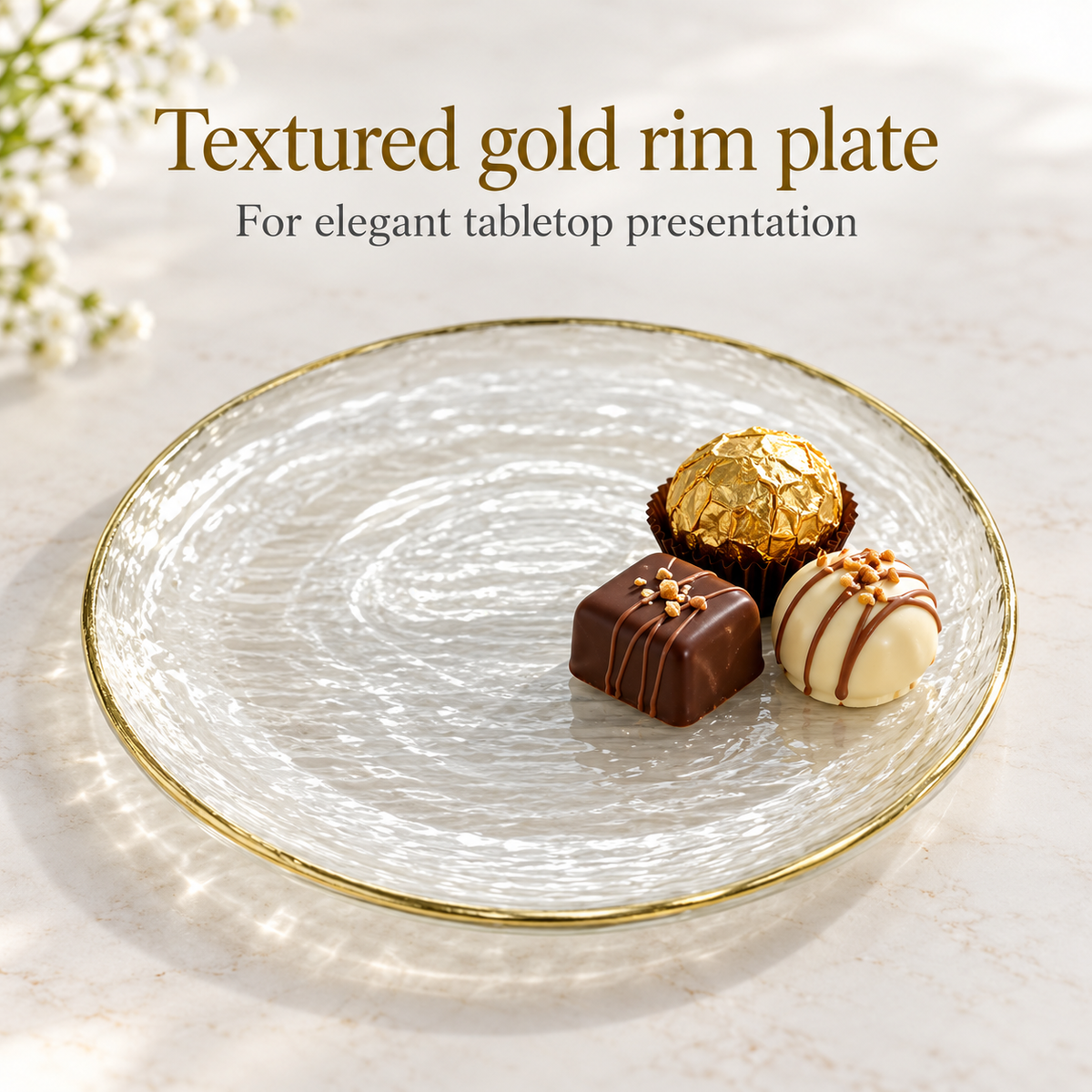 Danny Home Textured Gold Rim Plate - 10.5 Inches