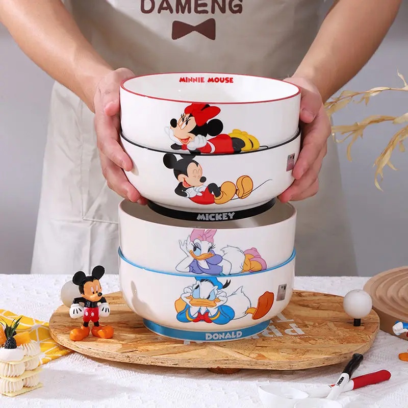 DISNEY MICKEY & MINNIE CERAMIC BOWL SET CUTE NOODLE BOWLS FOR HOME USE