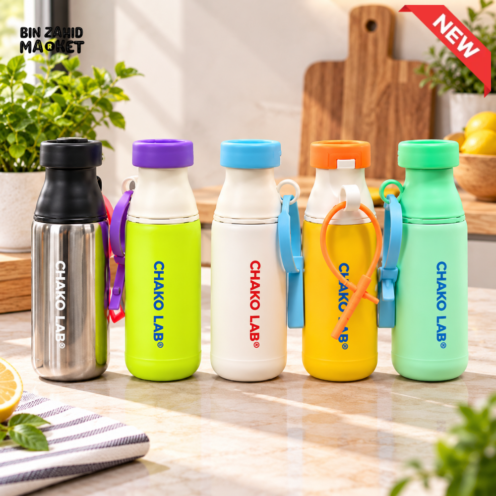 1 PIECE CHAKO LAB PORTABLE REUSABLE WATER BOTTLE WITH CARRY STRAP