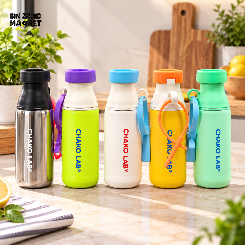 1 PIECE CHAKO LAB PORTABLE REUSABLE WATER BOTTLE WITH CARRY STRAP