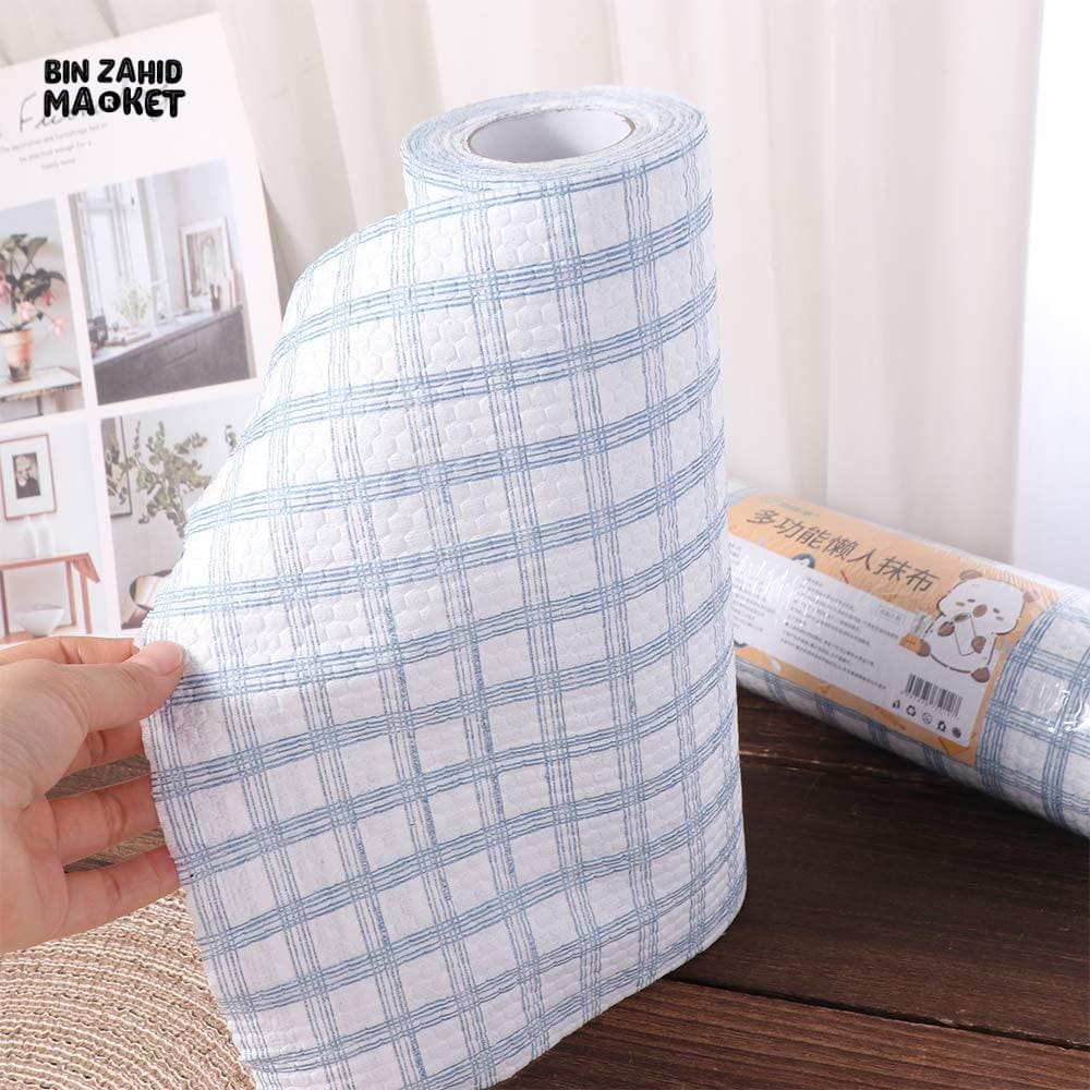 1 ROLL DISPOSABLE KITCHEN DISHCLOTH – WASHABLE OIL-ABSORBING CLEANING TOWEL WITH CHECKERED PATTERN