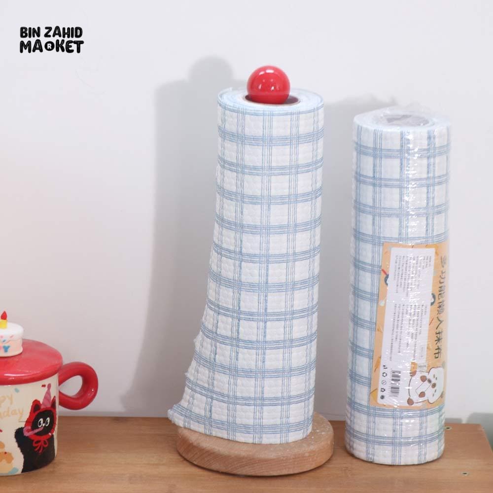 1 ROLL DISPOSABLE KITCHEN DISHCLOTH – WASHABLE OIL-ABSORBING CLEANING TOWEL WITH CHECKERED PATTERN