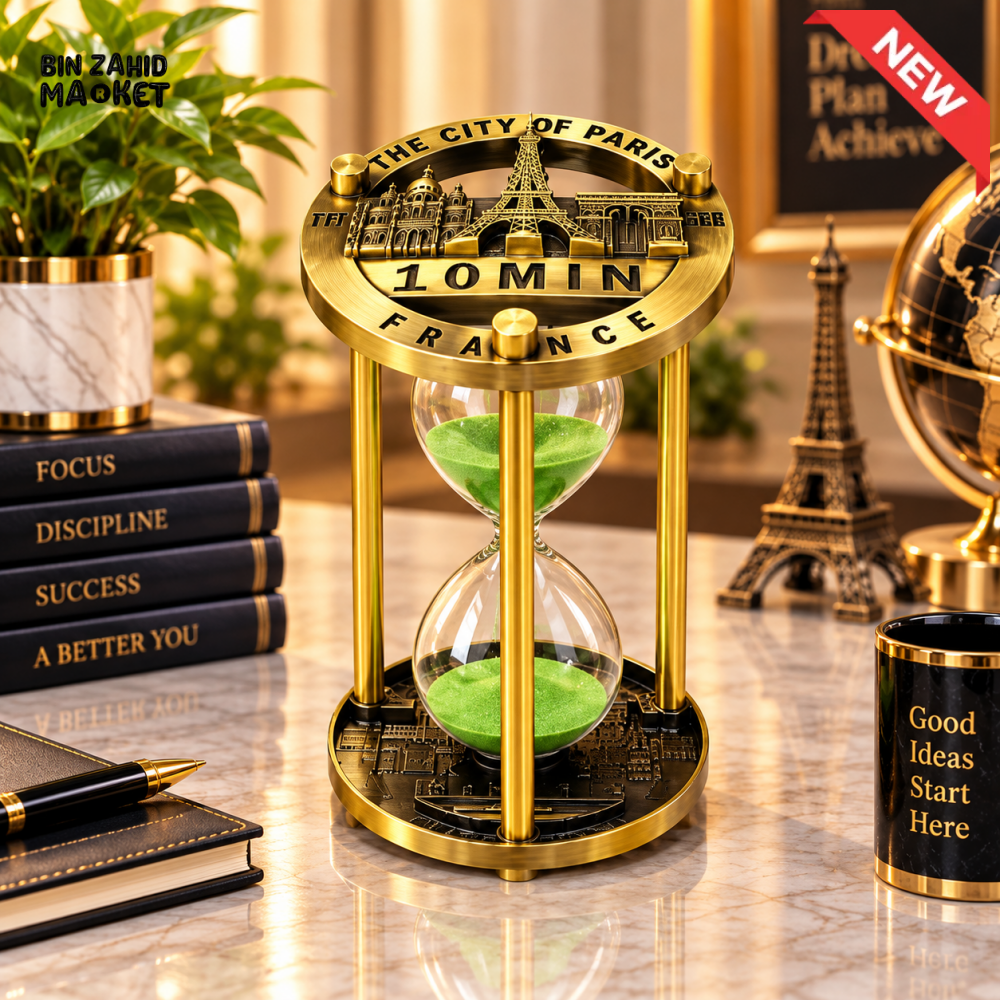 10 MINUTE PARIS THEME GREEN SAND HOURGLASS TIMER