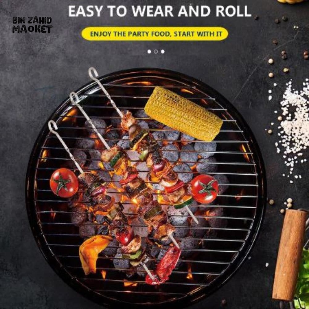 10 PIECES PREMIUM STAINLESS STEEL BARBECUE SKEWERS SET