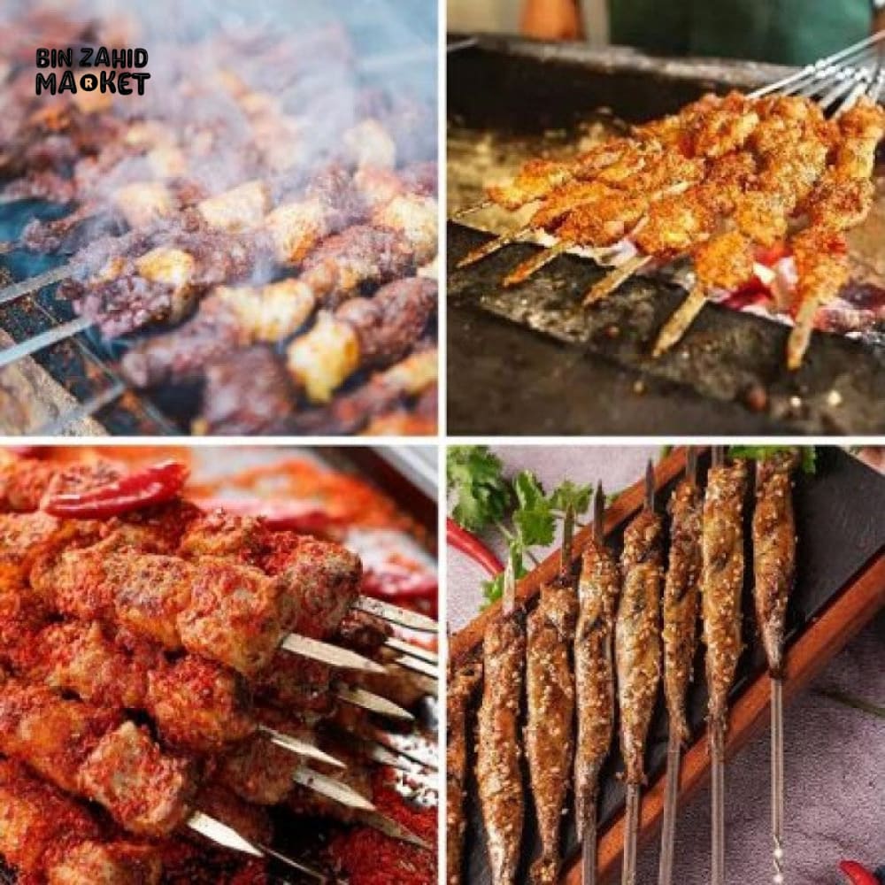 10 PIECES PREMIUM STAINLESS STEEL BARBECUE SKEWERS SET