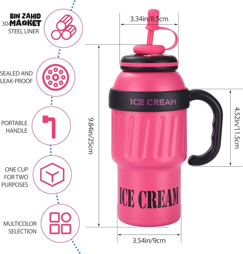 1000 ML STAINLESS STEEL TUMBLER - INSULATED FOR HOT & COLD DRINKS - RED