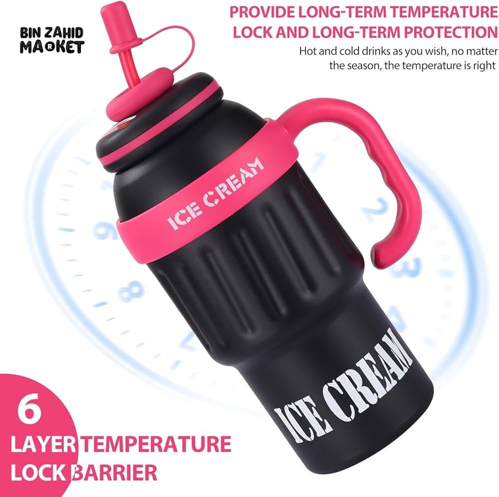 1000 ML STAINLESS STEEL TUMBLER - INSULATED FOR HOT & COLD DRINKS - RED