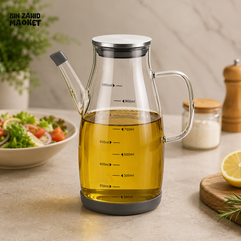 1000ML GLASS OIL DISPENSER WITH GREY LID