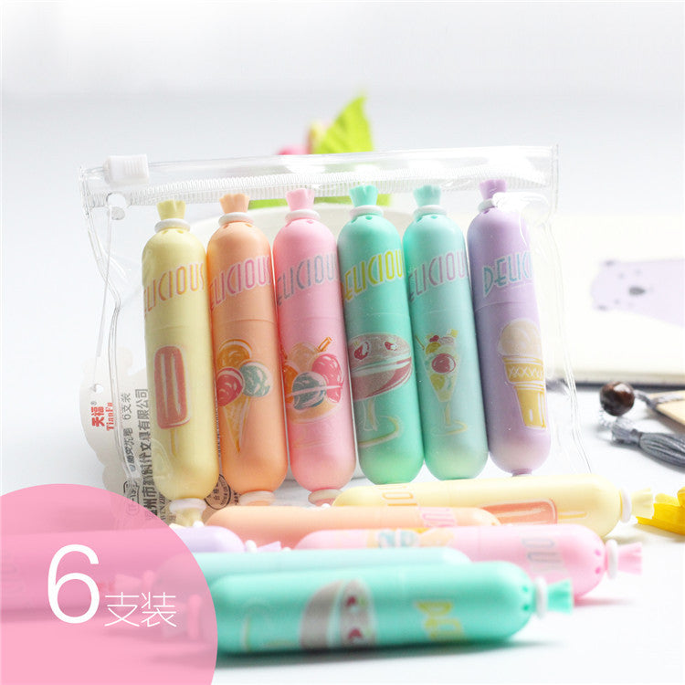6 PIECES PEN CANDY HIGHLIGHTERS