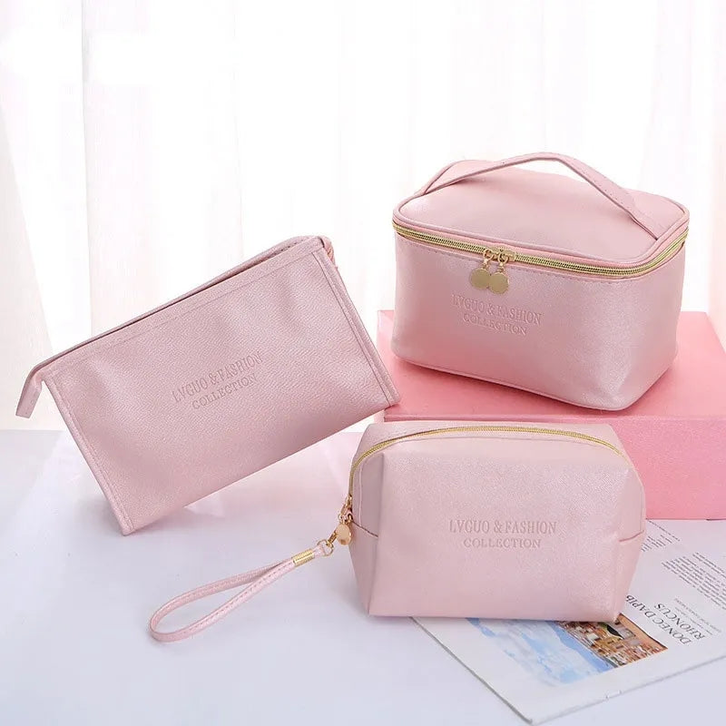 3 PIECES PU TRAVEL COSMETIC BAG