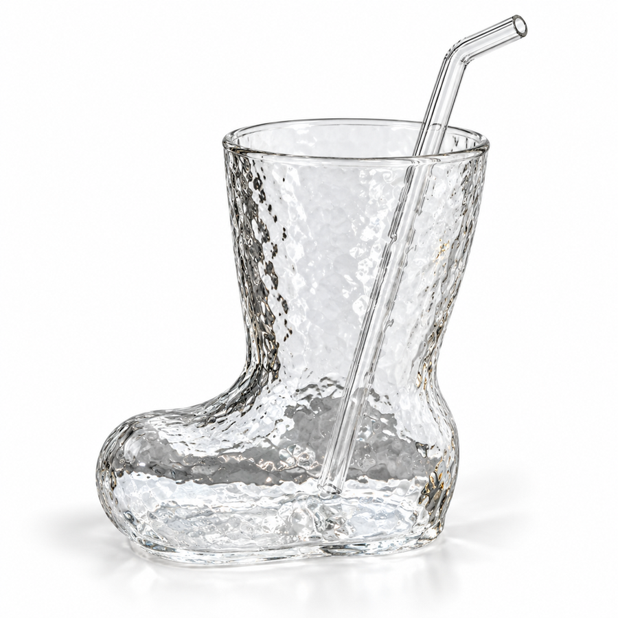 Glasslux Textured Boot Cup With Straw - 350 ml