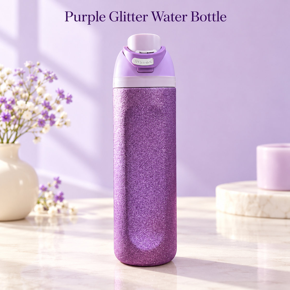 Purple Glitter Water Bottle