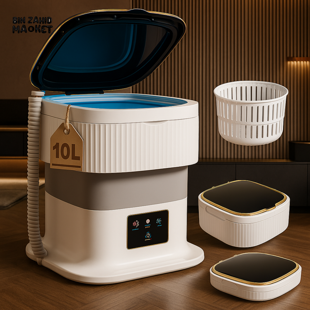 11L FOLDABLE MINI WASHING MACHINE WITH BUILT-IN DRAIN PIPE & READY-TO-USE DRYER – PORTABLE LAUNDRY SOLUTION FOR HOME & TRAVEL