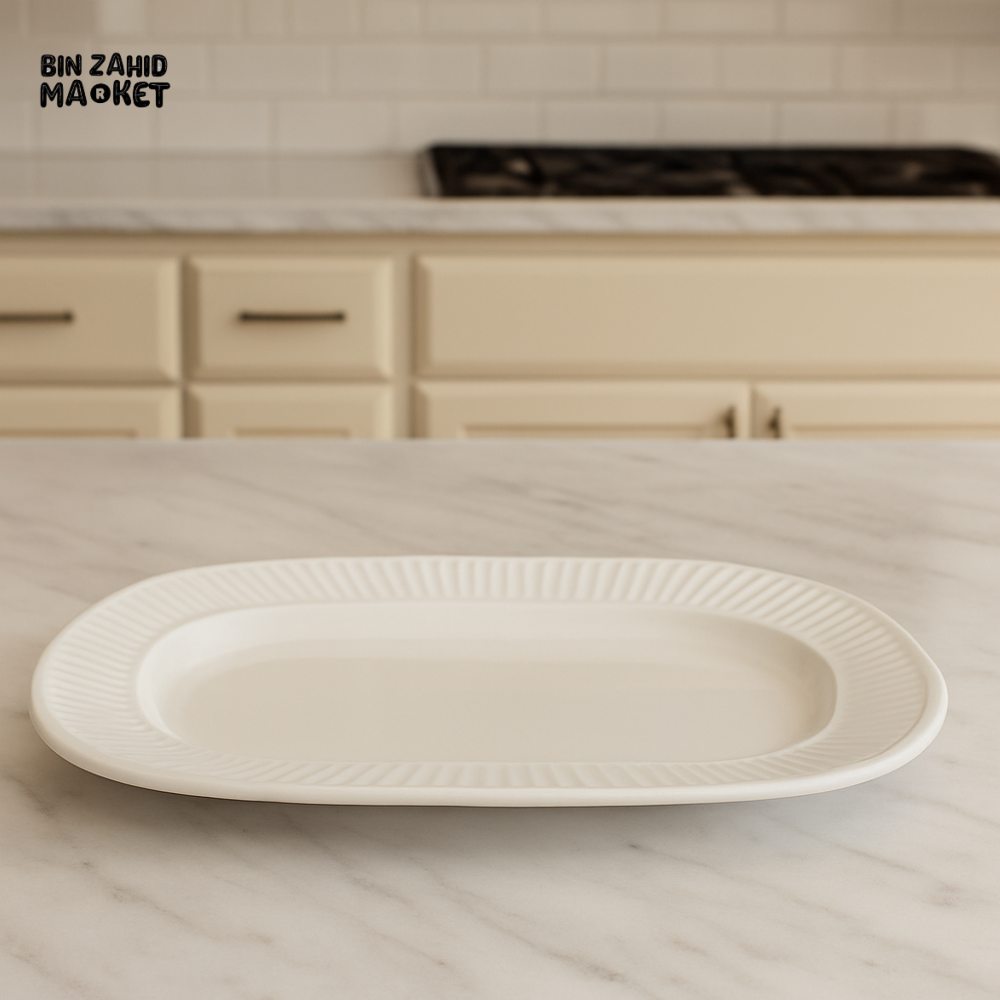 12.5" OVAL PORCELAIN SERVING PLATE – ELEGANT WHITE DINNERWARE TRAY FOR LUXURY TABLE SETTING