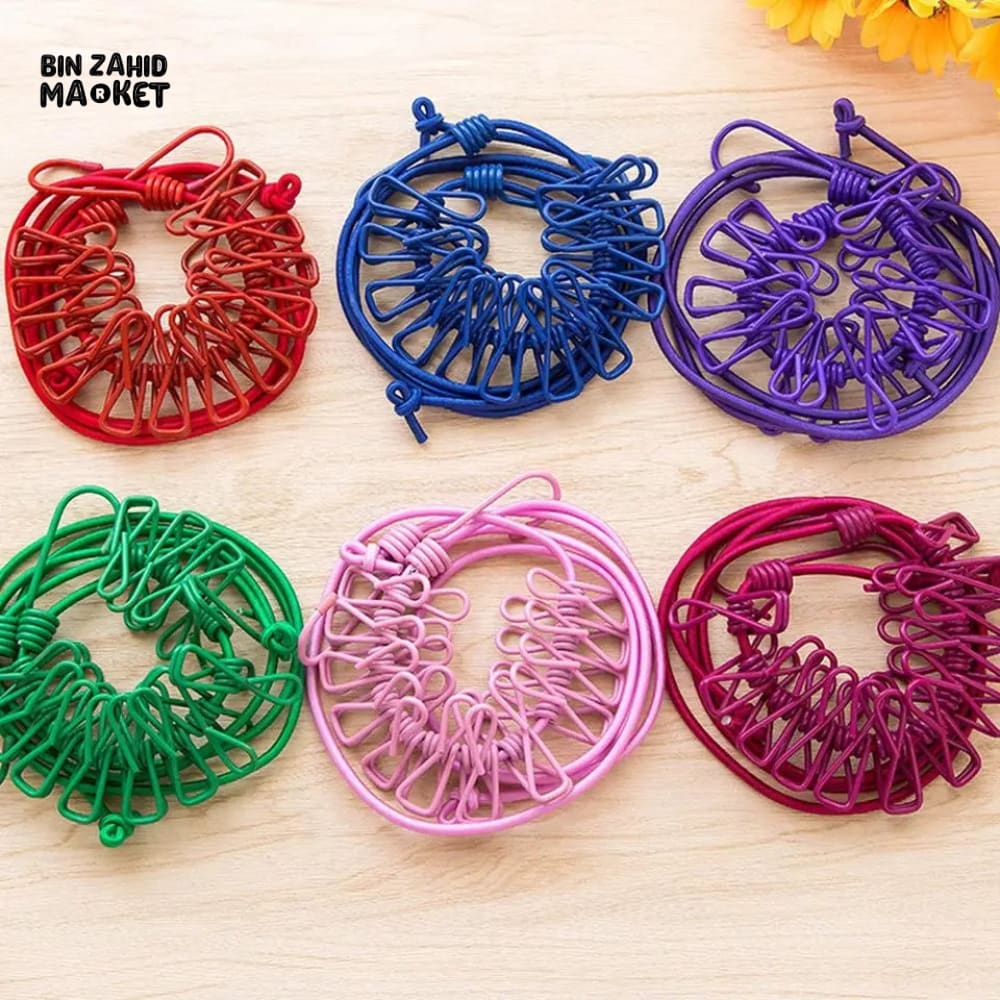 12 CLIPS DRYING CLOTHES ROPE