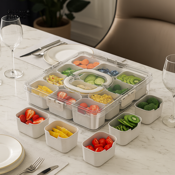 12-GRID SPICE STORAGE BOX – AIRTIGHT SEASONING ORGANIZER FOR KITCHEN