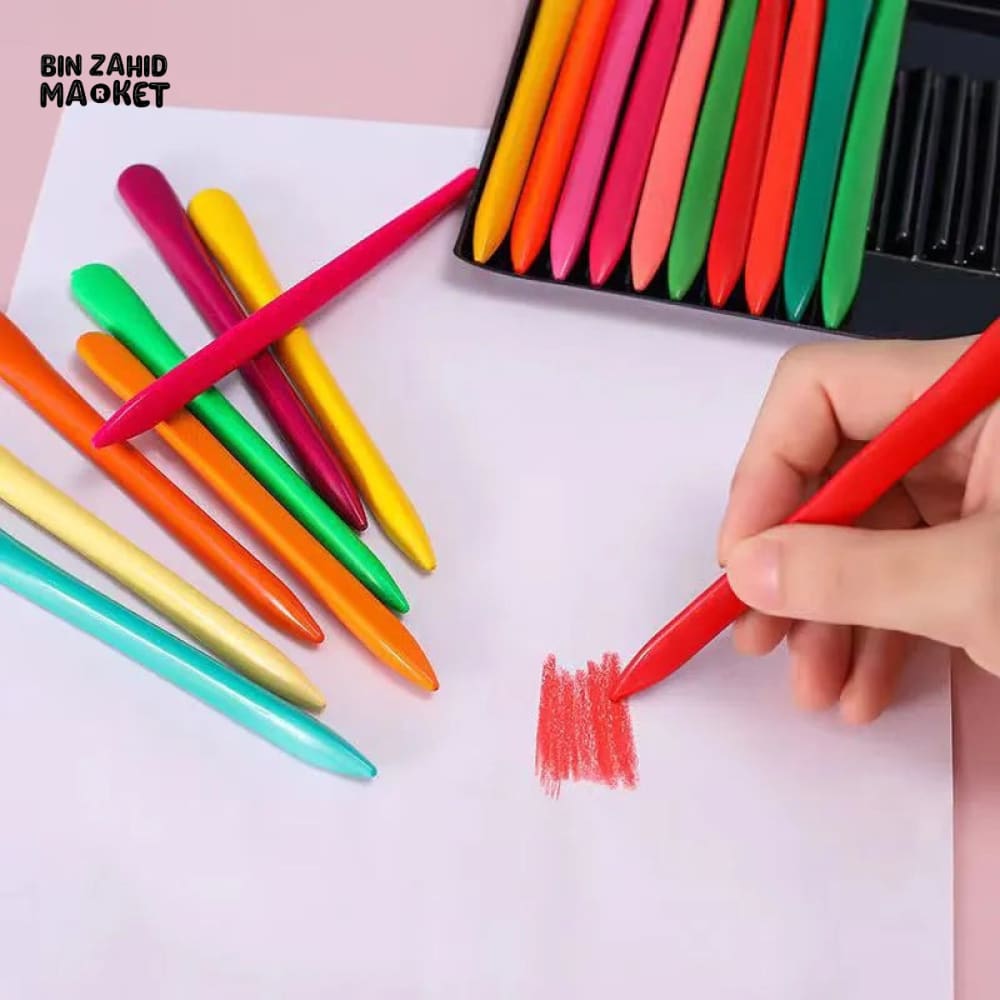 12 PIECES PLASTIC CRAYONS SET