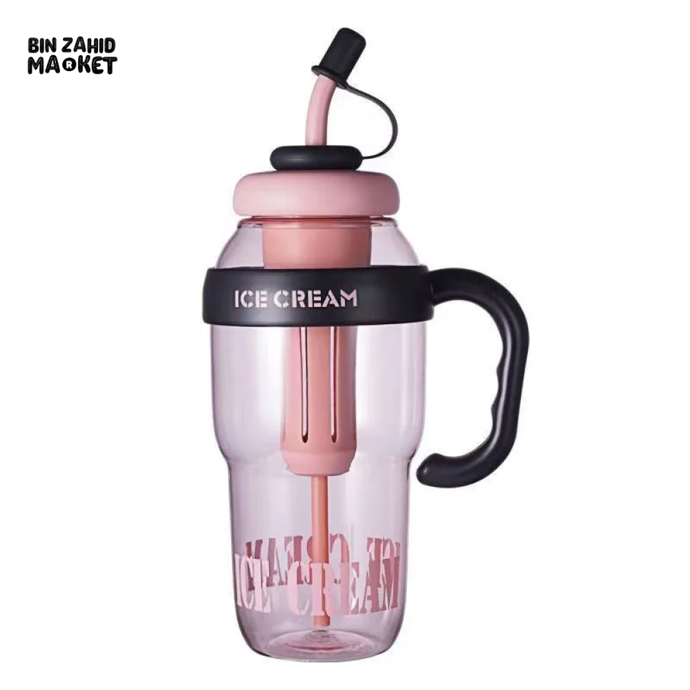 1200 ML PLASTIC WATER BOTTLE WITH LARGE CAPACITY CUTE PORTABLE KIDS PLASTIC CUP LEAK-PROOF WITH STRAW SPORTS WATER CUP FOR SUMMER
