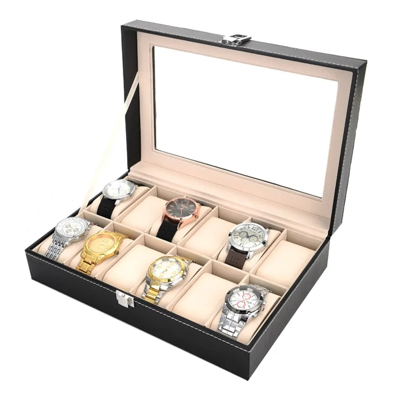 12X SLOTS LEATHER WATCH ORGANIZER