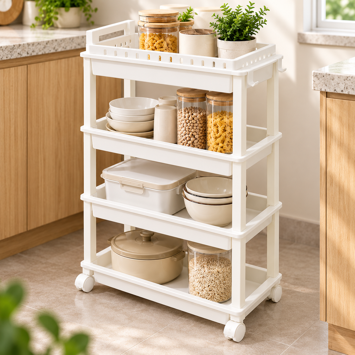 Four-Tier Storage Trolley