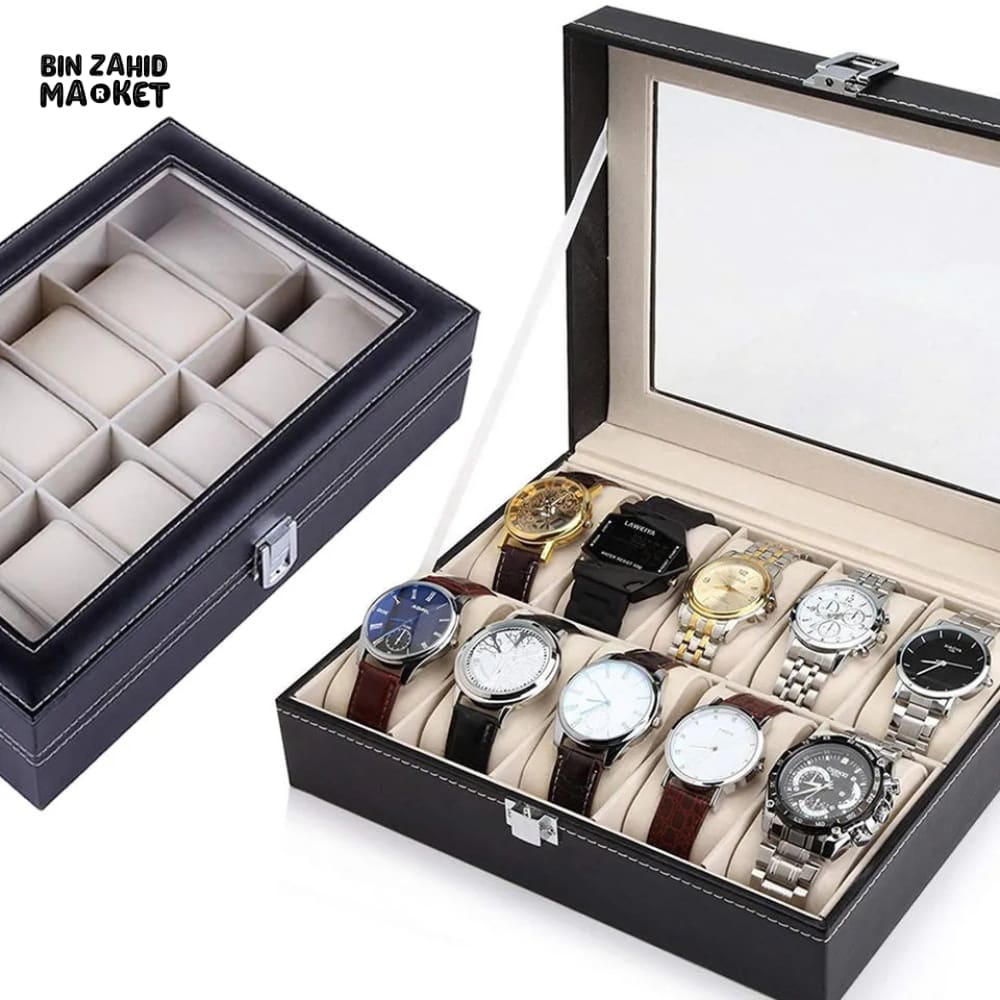 12X SLOTS LEATHER WATCH ORGANIZER